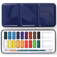 Watercolour Pan Set 18 in Blue Tin Box                                                        